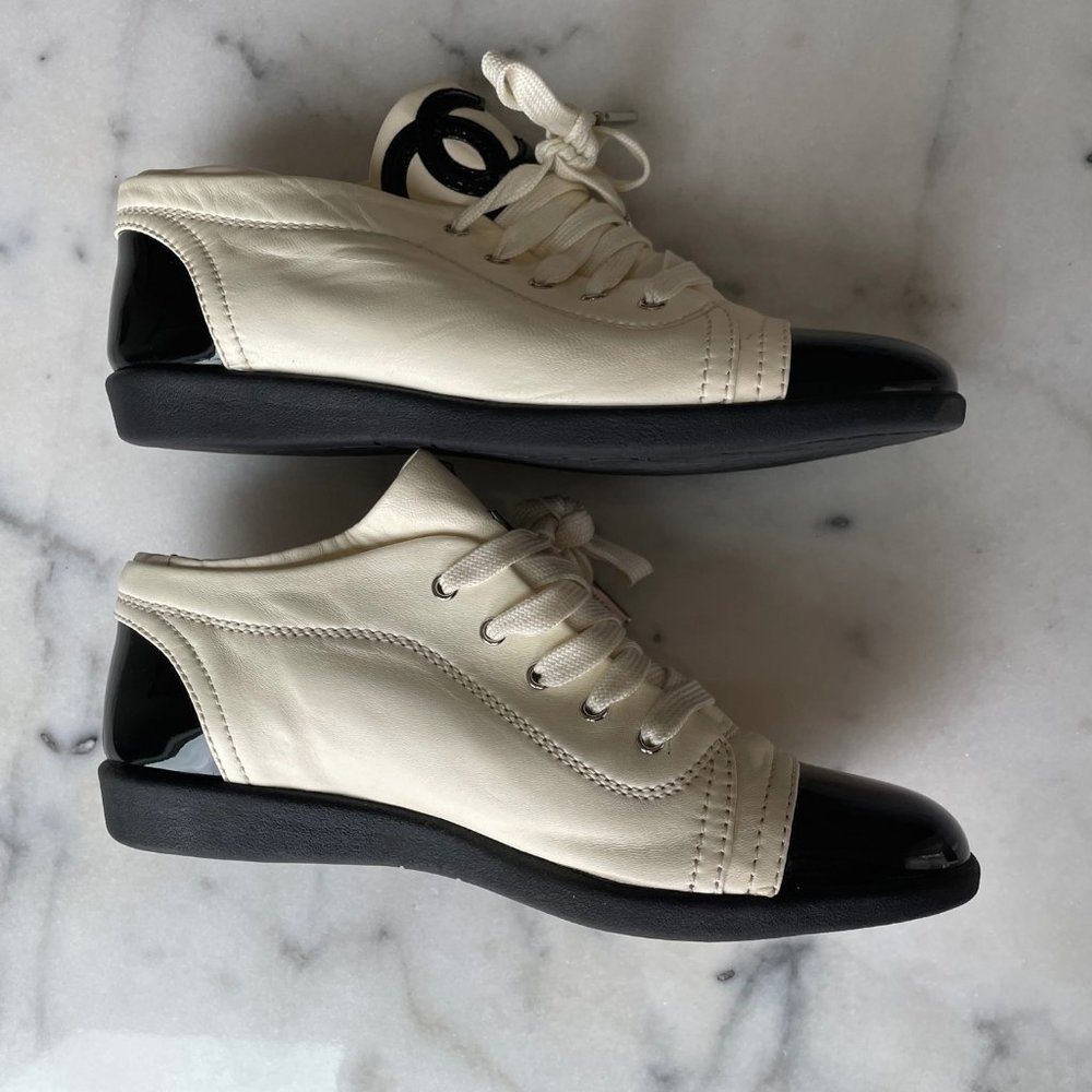 Chanel Leather Lace Up Sneakers - Picture 5 of 15